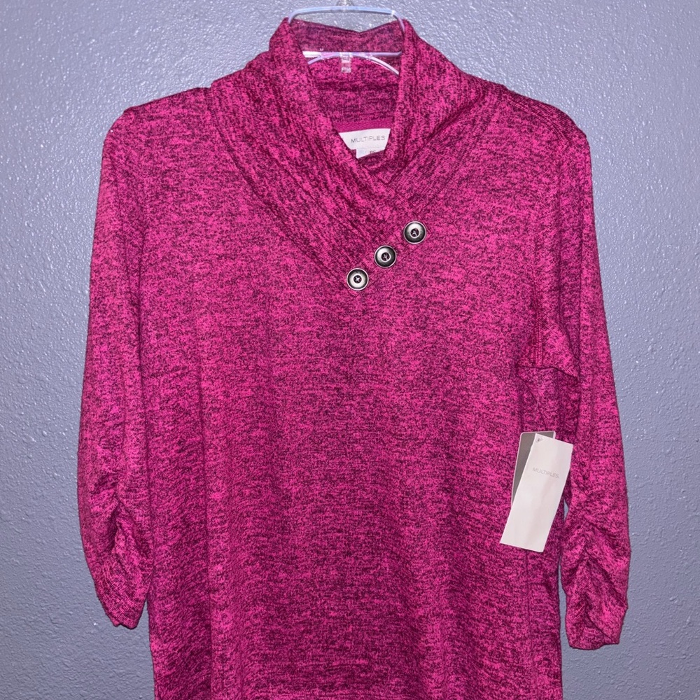 NWT Pink Cowl Neck Sweater with Button Detail